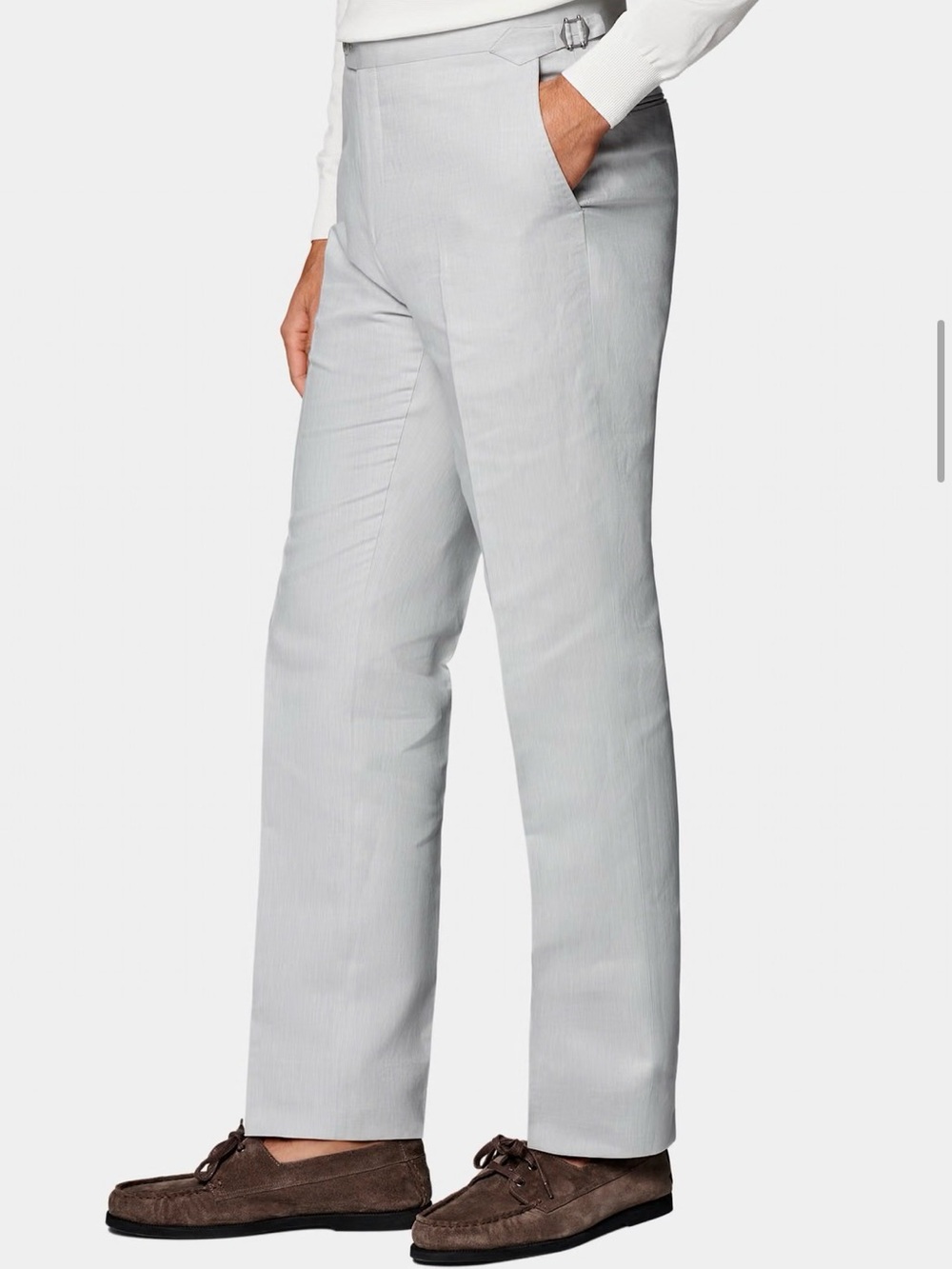 Suitsupply Light Gray slim tapered -Leg Pants with Side Tabs